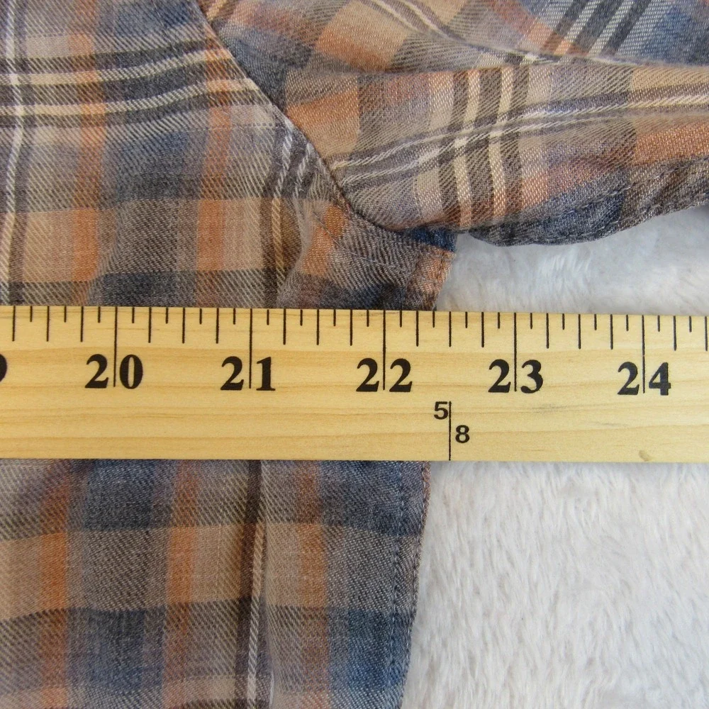 Flag & Anthem Plaid Button Down Mens Large Blue Orange Excellent HO22WS1004